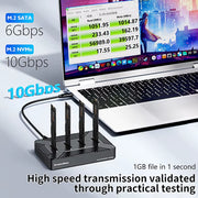 4 bay m2 SSD docking station Type C USB3.1 10Gbps m.2 NVME SATA ngff dual protocol Aluminum alloy SSD enclosure