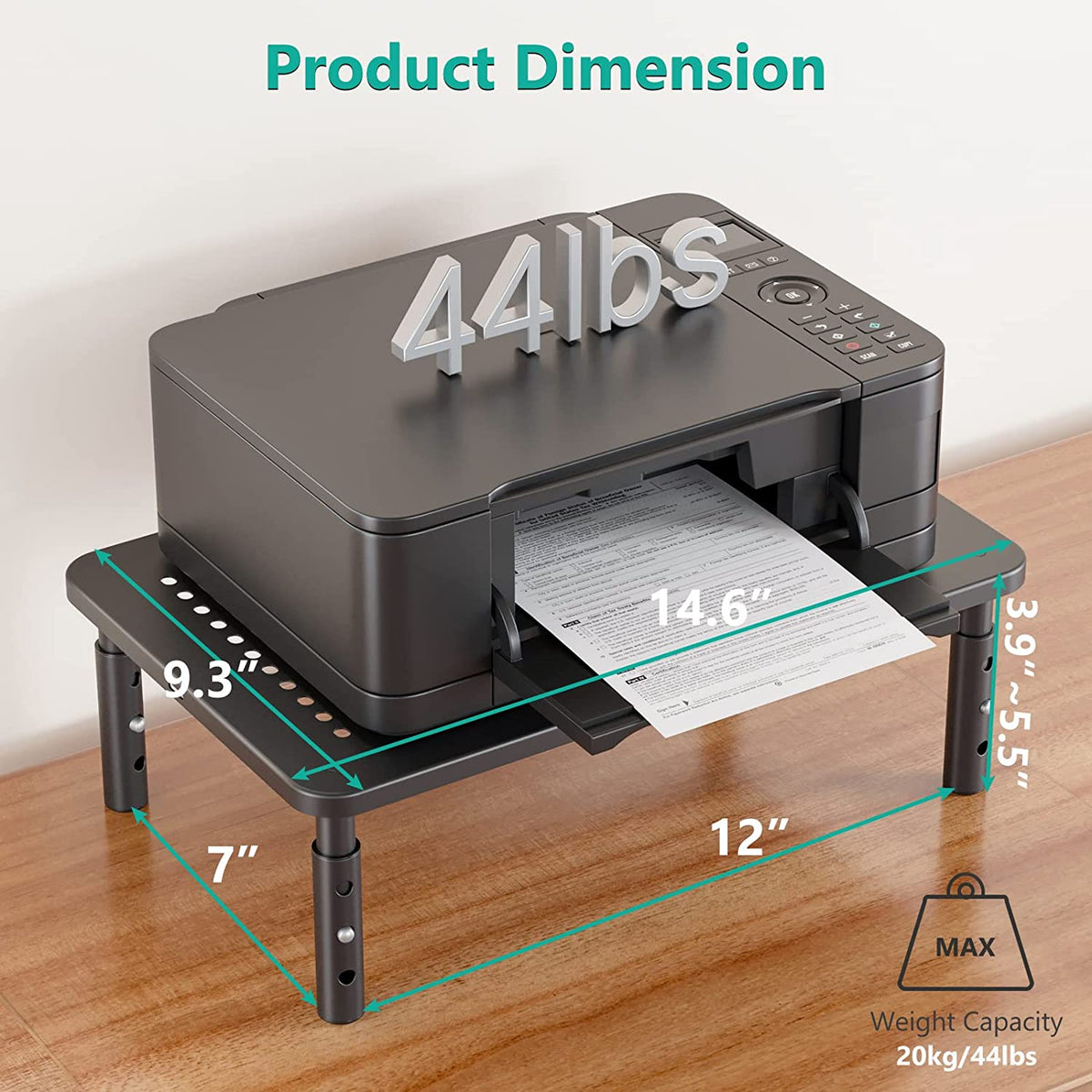 Dual Monitor Stand for Desk, Adjustable Laptop Riser, up to 44 Lbs | Monitor Riser Under-Desk Storage, Fits Monitors, Computer, Printers, for Home, Office, School (STT003-2), 2 Pack, Black