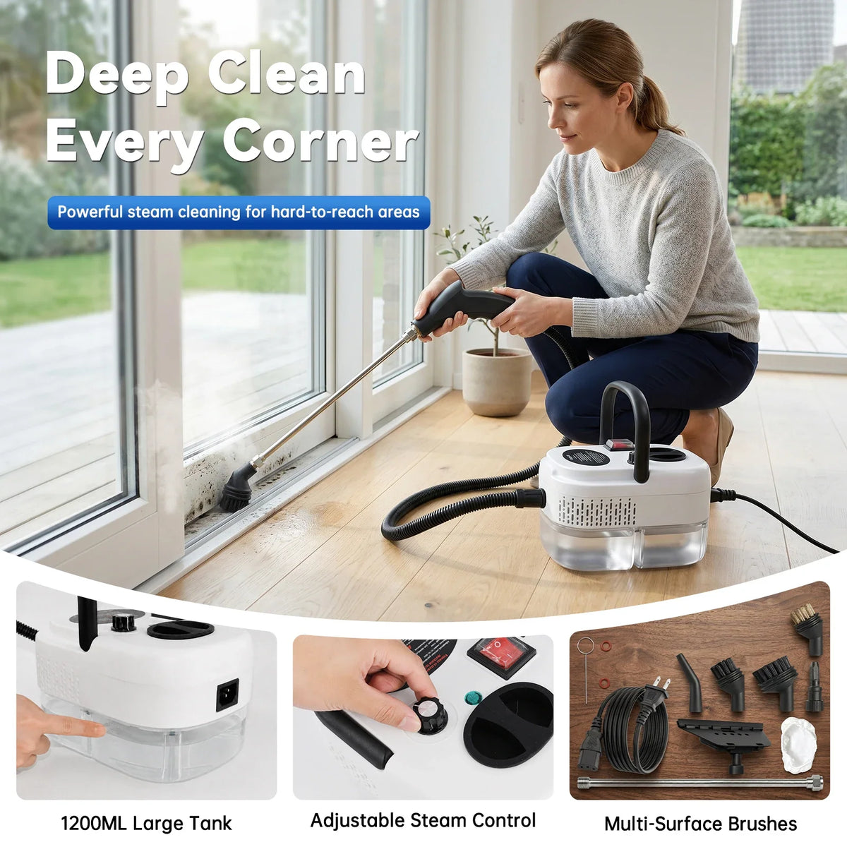 Portable High-Temperature Steam Cleaner with Accessories