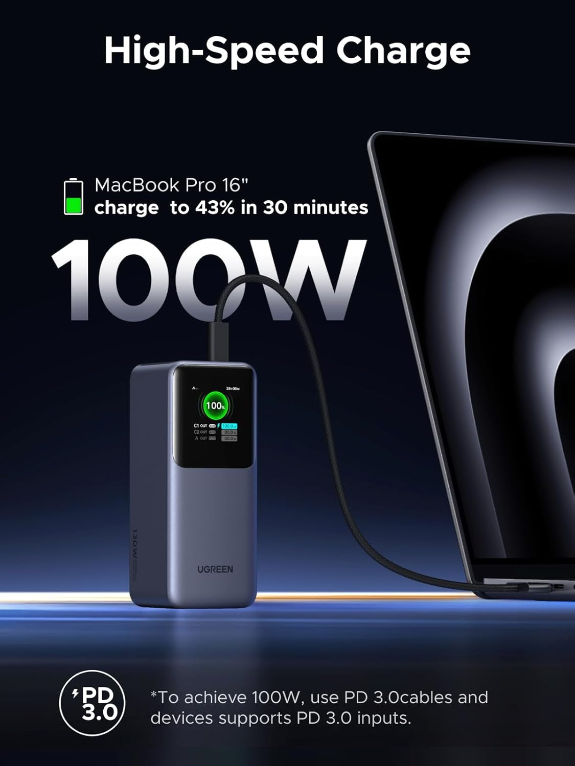 Nexode 20000mAh 130W Portable PD Power Bank for MacBook Pro 16
