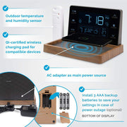 Weather Valet with Qi-Certified Wireless Charging Pad and Alarm Clock