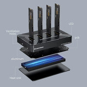 4 bay m2 SSD docking station Type C USB3.1 10Gbps m.2 NVME SATA ngff dual protocol Aluminum alloy SSD enclosure