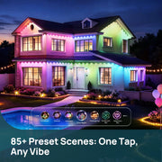 Smart Permanent Outdoor Lights Pro 100ft with 72 Lights, Color-Changing LED Strip Lights, Matter Compatible, IP67 Waterproof, WiFi + Bluetooth, Patio, Garden Decor, Holiday Lighting