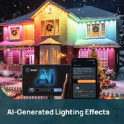Smart Permanent Outdoor Lights Pro 100ft with 72 Lights, Color-Changing LED Strip Lights, Matter Compatible, IP67 Waterproof, WiFi + Bluetooth, Patio, Garden Decor, Holiday Lighting