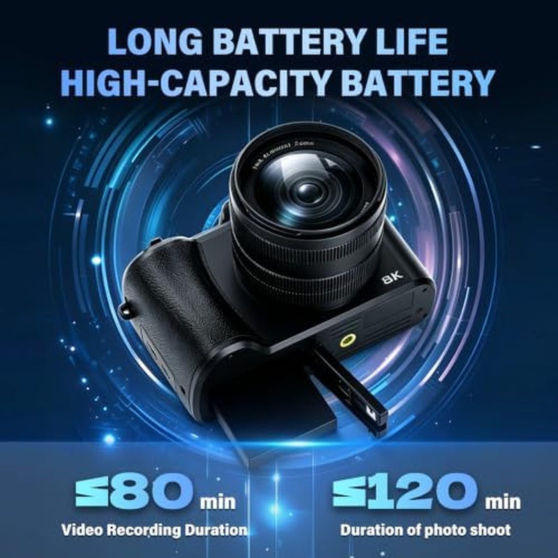 8K Digital Camera with WiFi,88MP Dual Lens Digital Cameras for Photography