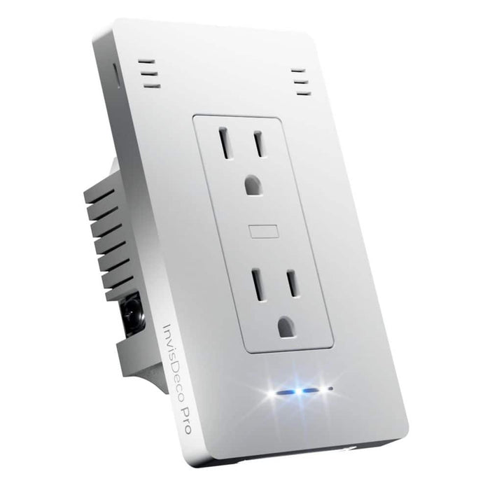 Invisoutlet Pro Smart In-Wall Outlet with Multi-Sensor Monitoring, 15 Amp 120-Volt, Matter/Alexa/Google Home, White