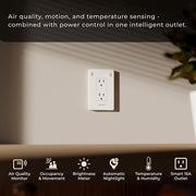 Invisoutlet Pro Smart In-Wall Outlet with Multi-Sensor Monitoring, 15 Amp 120-Volt, Matter/Alexa/Google Home, White